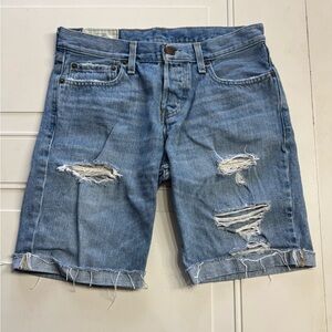 Hollister Mens Sz 30 Distressed Blue Denim Jean Shorts 100% Cotton